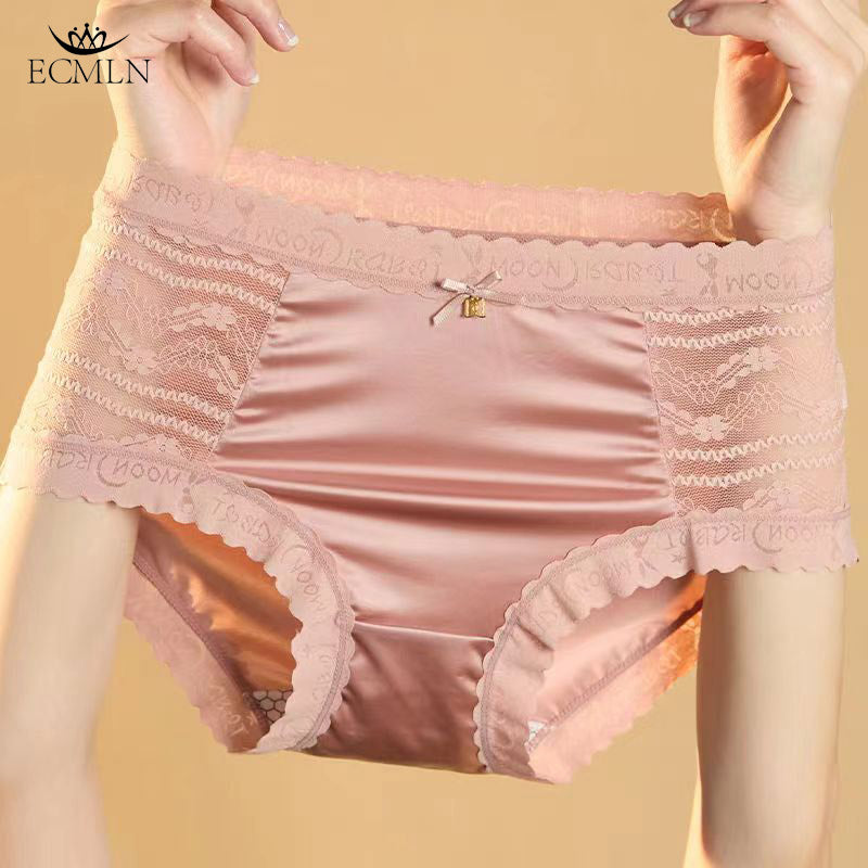 Youthbae's Satin Panties for Women Mid Waist Lace Trims Briefs